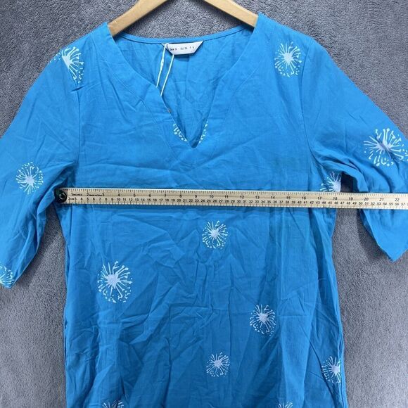 NWT Tendency Women's Long Lightweight Summer‎ Dress Blue Teal Print Small - Picture 9 of 10